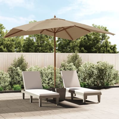 vidaXL - Parasol - met - houten - paal - 300x300x273 - cm - taupe