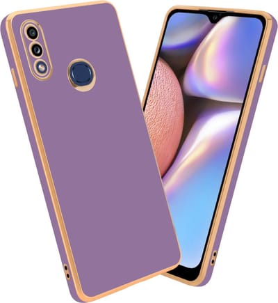 Cadorabo Hoesje geschikt voor Samsung Galaxy A10s / M01s in Glossy Paars - Goud - Beschermhoes Case Cover van flexibel TPU-silicone en met camerabescherming