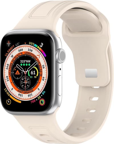 Siliconen bandje - geschikt voor Apple Watch series 1/2/3/4/5/6/7/8/9/10/11/ SE (1,2,3) / Ultra (1,2,3) met maat 44 mm / 45 mm / 46 mm / 49 mm - beige