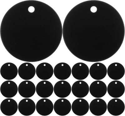 25 stuks stempel labels aluminiumlegering ronde dag met gat huisdieren blank tag tractietouw hanger accessoires voor puppy's huisdier DIY verlangen 3,5 cm / 1,4 inch