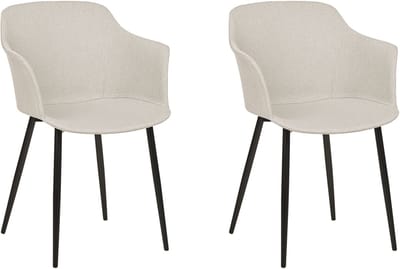 ELIM - Eetkamerstoel set van 2 - Lichtbeige - Polyester
