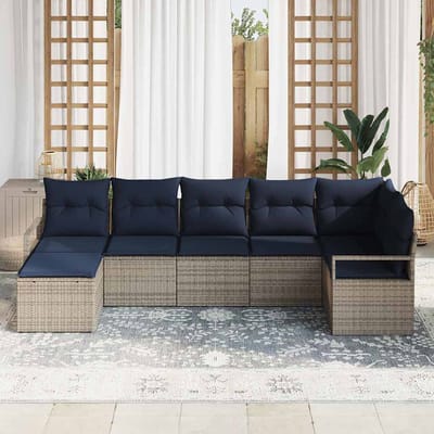 vidaXL Bankstel 7 st Grijs poly rattan