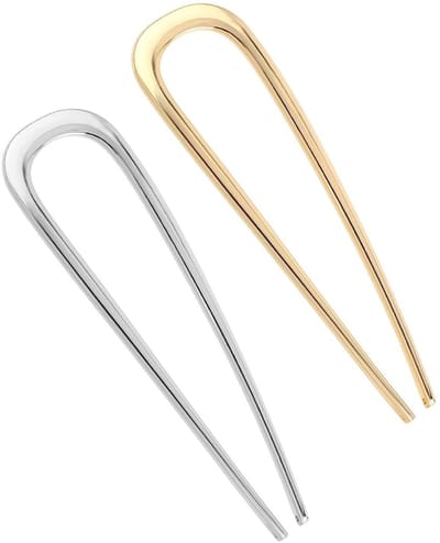 Dailygoods- Haarspelden Goud/Zilver - U-vorm - 2 Stuks - Comfortabel - Hoogwaardig Metaal - Geschikt voor Ceremonies - Haarvork