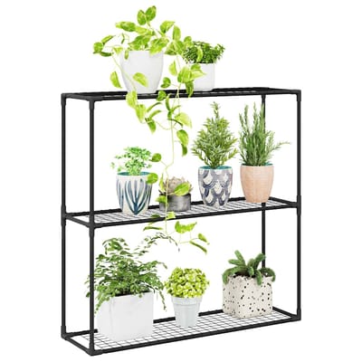 vidaXL - 3-laags - plantenstandaard - Zwart - 100 - x - 32 - x - 102 - cm - Staal