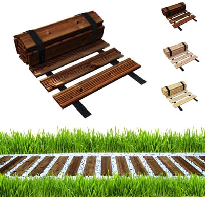 be4nature tuinpad hout 30 x 100 cm donkerbruin – oprolbaar, larikshout, antislip, flexibel, ideaal voor tuin en terras