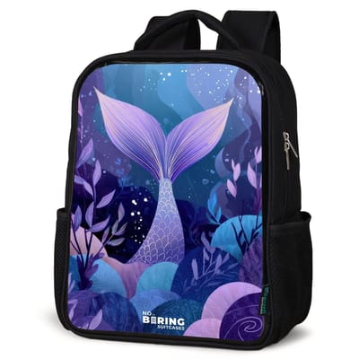 Rugzak zwart - Schooltas jongen & meisje - Zeemeerminnenstaart - Onderwaterplanten - Paars - Blauw - Rugtas voor school - Boekentas kind - Schoolrugzak - Kinderrugzak