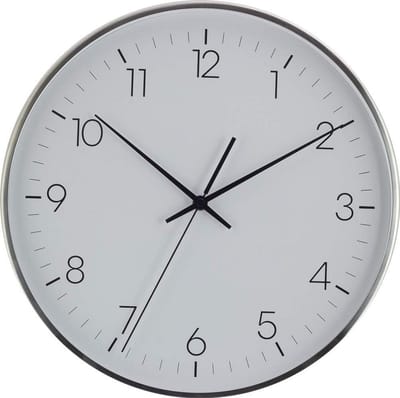 Grote Radiogestuurde Wandklok 35,5 cm - Automatische Tijd & Zomertijd - Stijlvol Zilver Frame