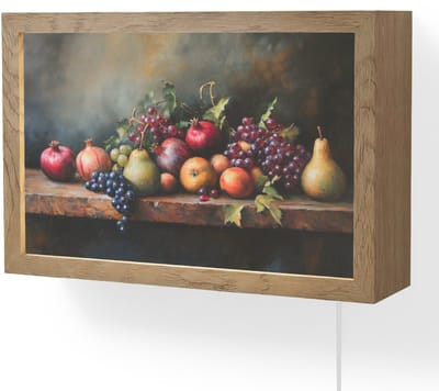 Wandlamp 30x20 cm - Oplaadbaar - Rustiek - Stilleven - Fruit - Wandlampen binnen woonkamer - Slaapkamer lamp met kabel - Decoratieve nachtlamp - Vloerlamp snoer