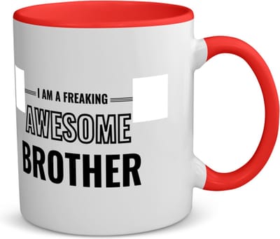 Akyol - i am a freaking awesome brother koffiemok - theemok - rood - Broer - de meest geweldigste broer - verjaardagscadeau - verjaardag - cadeau - cadeautje voor broer - broer artikelen - kado - geschenk - gift - 350 ML inhoud