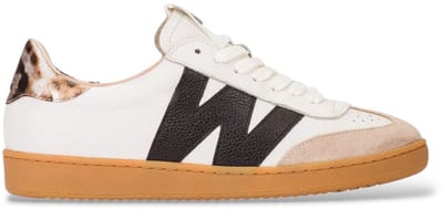 Wonders Beige gecombineerde leren sportschoenen