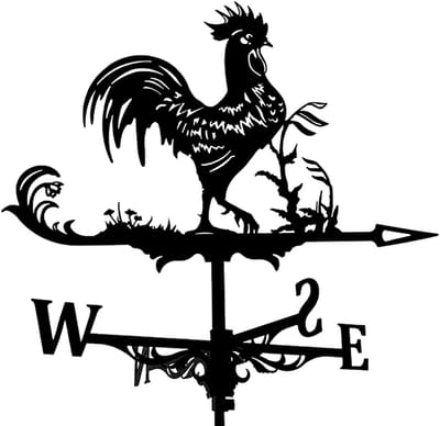 Allecto - Vintage Windwijzer - Metalen Haan - Duurzaam en UV-bestendig - Zwart - Decoratie voor Tuin en Dak - Geschikt voor Feesten en Bruiloften