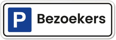 Parkeerbord Bezoekers - met kader - Weerbestendig Aluminium - 40x15 cm - Bevestiging: Zonder bevestiging (alleen het bord)