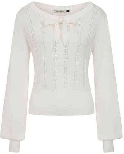Banned - Angel Pointelle Knit Gebreide trui - S - Gebroken wit