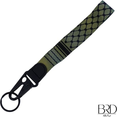 BRD® For Palestine | Groene Sleutelhanger | Zwarte Palestijnse Keffiyeh patroon van satijnen stof