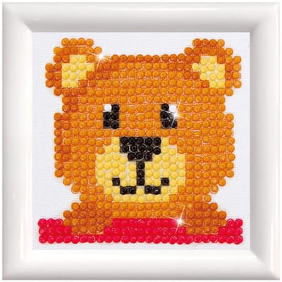 Diamond Painting Kinderen - DDS.001F Diamond Dotz® - Blije teddybeer met lijst - Ronde steentjes - Volledig pakket