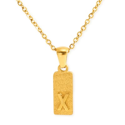 Marama - Ketting Letter X Goud Glitter - stainless steel - gold plated - tijdloos - nikkelvrij - letter X - persoonlijke ketting - letterketting - liefde - damesketting met hanger