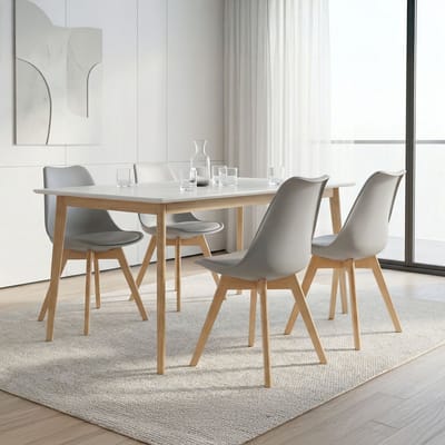 Homestyle4u Eetkamerstoel van Hout en Kunststof - Keukentoel - Grijs