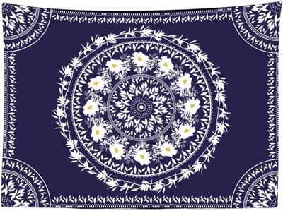 Ulticool - Mandala Bloemen Wit Bladeren Natuur - Wandkleed - 200x150 cm - Groot wandtapijt - Poster - Idee voor Vrouw voor Moeders