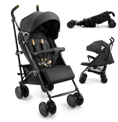 Kinderkraft SIESTA 2 – Buggy – Tot 22 kg draagkracht, soepel te sturen – Rugleuning & voetensteun verstelbaar, foam grepen – Zwart
