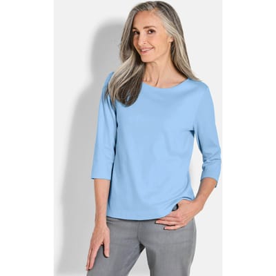 Basic shirt van interlock-jersey - lichtblauw - Gr. 48 van Goldner Fashion
