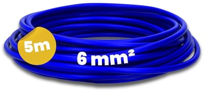 Kalitec 5 meter H07V-K 6 mm² ultramarijnblauwe bedradingskabel | Flexibele enkeladerige kabel | 6 mm² gevlochten draad | Fijnaderige bedrading | Enkeladerige kabel | Enkeladerige kabel voor schakelkasten | Schakelkabel