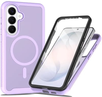 Hoesje met Ingebouwde Screenprotector Geschikt voor Samsung Galaxy S26 Plus - Compatibel met MagSafe / Qi2 - Full Protect - Schokbestendige Beschermhoes - Case Matte Paars