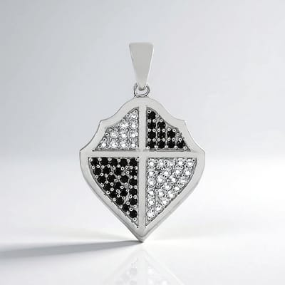 Cavill - Zilveren Hanger met Witte Topaas 0,35 ct & Zwarte Spinel 0,35 ct - 925 Sterling Zilver Platina Verguld - Elegant Rond