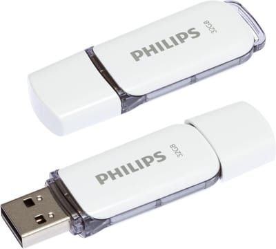 Philips USB Stick 32 GB Flash Drive - Snow Edition Space Grey® - USB 2.0 - Wit - 2-Pack
