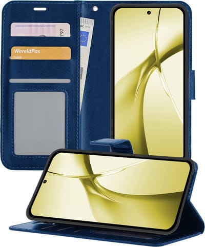 Hoesje - Met Pasjeshouder - Geschikt voor OnePlus Nord CE4 - Luxe Bookcase Portemonee - Flip Case - Kunstleer Book Case - Flipcase - Book Cover - Walletcase - Portemonneehoes - Telefoonhoesjes - Donkerblauw