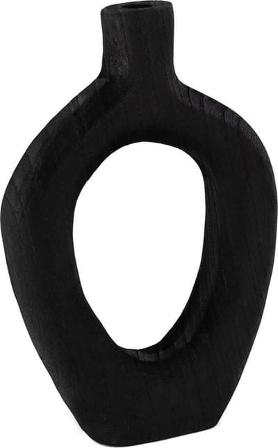 HomeBound by KY | Houten donut vaas zwart | 17,5x5x27,5cm | vaas zwart hout donut