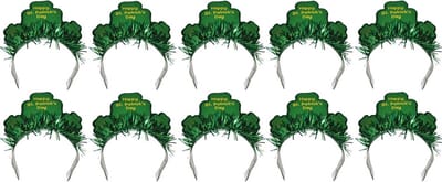 10x Happy St. Patricks day diadeem/haarband voor volwassenen - St. Patricksday verkleedaccessoires haarbanden/diademen