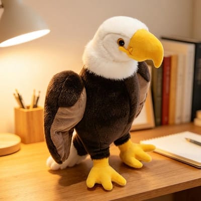 Hoge Kwaliteit Adelaar Pop Leuke Vogels Papegaaien Toekan Uil Knuffeldier Struisvogel Pluche Speelgoed Maat Levensgetrouw Vogel Speelgoed Verjaardagscadeau black