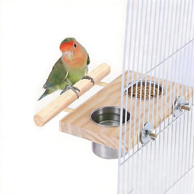 RVS Vogelkommen voor Papegaaien met Hangende Voederaccessoires, Ideaal voor Vogelkooien en Papegaaienspeelgoed