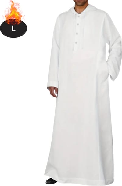 Nivard Islamitische Kleding - Djellaba Heren - Moslim Kleding - Arabisch Mannen Kaftan - Alhamdulillah - Wit L