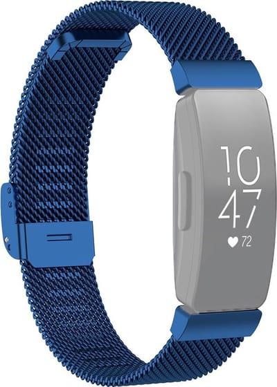 By Qubix - Compatible Fitbit bandje - Geschikt voor fitbit Inspire Milanese bandje met gesp - Maat: Small - Blauw