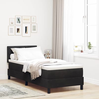vidaXL - LED - Box - Spring - Bed - met - hoofdeinde - Zwart - 80 - x - 200 - cm - Fluweel