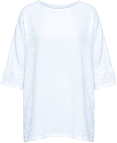MIAMODA - Dames - Blouse oversized mousseline 3/4-mouw - Sneeuwwit - Maat 46+