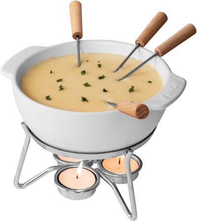 RVV® Fondueset - Fondue - Fondueset elektrisch - Wit - 21cm x 21cm x 16cm