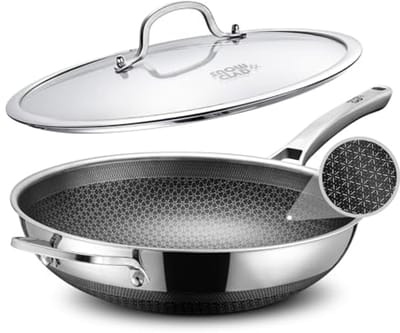 Hybride Wokpan 33 cm - Vaatwasserbestendig, Inductie Oven Bestendig, Veilig Kookgerei, PFOA Gratis