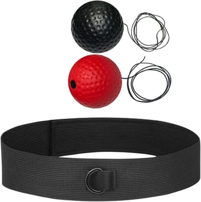 Boksbal Trainingsset - Reactiebal Set - Verbeter Snelheid - Verstelbare Hoofdband - 2 Ballen - Zwart