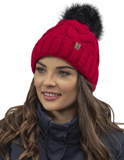 Vivisence muts met pompon die warmte en comfort combineert met een moderne look One size - rood