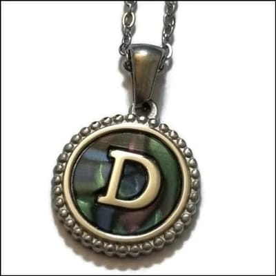 Aramat Jewels | Halskettingen | Unieke Stalen Initiaal Ketting met Abalone Schelp - Zilverkleur - 45cm | D | |15mm | Staal | Volwassenen | Verkleurd niet