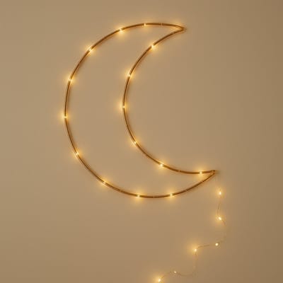 ZoeZo Nachtlampje Kinderen Maan LED - Batterij - LED Wandlamp Binnen - Kinderkamer verlichting - Wanddecoratie - Nachtlampje - Goud