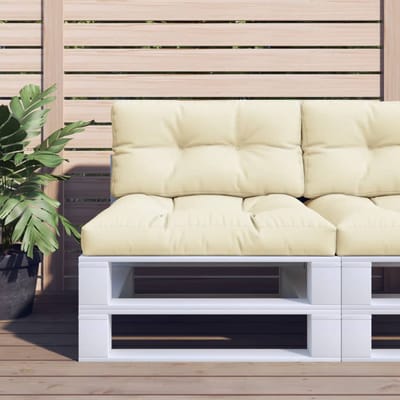 vidaXL - Palletkussen - 80x40x12 - cm - stof - crèmekleurig