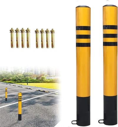 Parkeerpaal set - Veiligheidspalen oprit - Parkeerplaats markeren - Sterk reflecterend materiaal - 89x750 mm - Geel