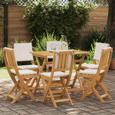 vidaXL - Bistrostoelen - voor - buiten - 6 - st - Crèmewit - Massief - Acacia - Hout