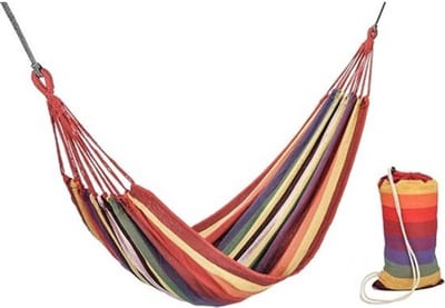 Hangmat Dubbele en enkele draagbare hangmat met boomtouwen | parachute-hangmatten | 200 x 100cm | Rood Gestreept
