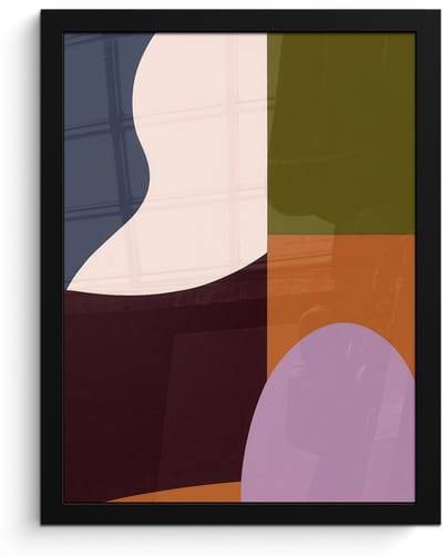 Poster in lijst - Fotolijst 30x40 cm - Posters - Vormen - Abstract - Kleuren - Vierkant - Posterlijst zwart - Decoratie - Wanddecoratie woonkamer - Muurdecoratie slaapkamer