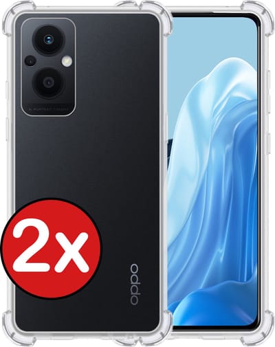 Hoesje - 2 Stuks - Geschikt voor OPPO Reno 8 Lite - Sterk & Shockproof - Back Cover - Siliconen Case - Telefoon Hoes Shock Proof - Telefoonhoes - Transparant