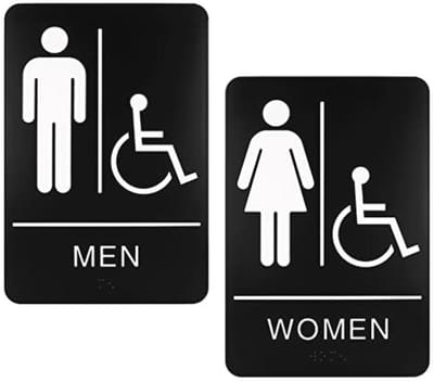 ADA-compatibel Toiletbord voor Bedrijven - Braille Badkamerbord met Dubbelzijdige Tape, 22,5 x 15,5 cm